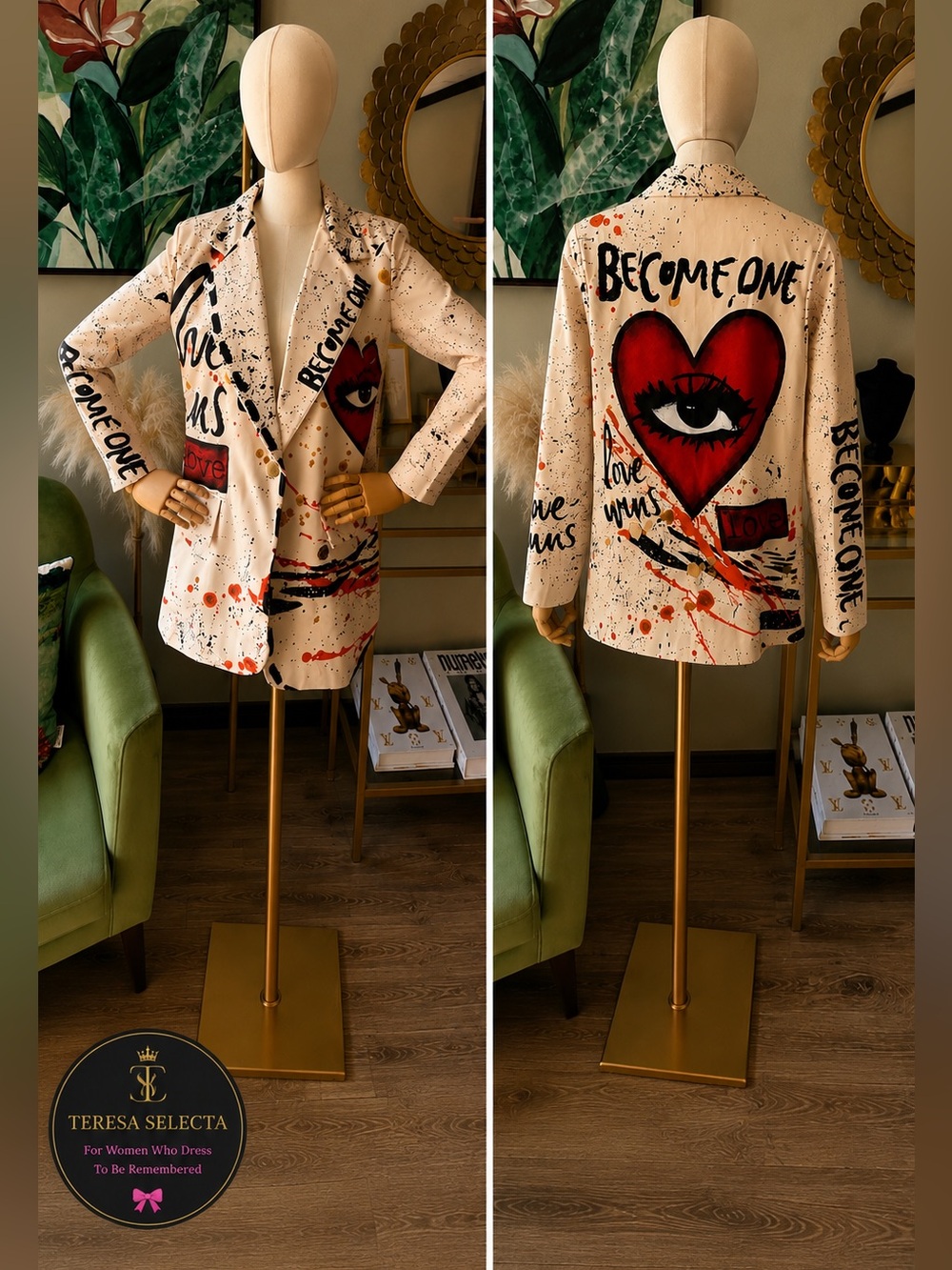 NWT Loowie Made in Italy 🇮🇹 Graffiti Art Blazer Jacket | Heart Graphic. One Size